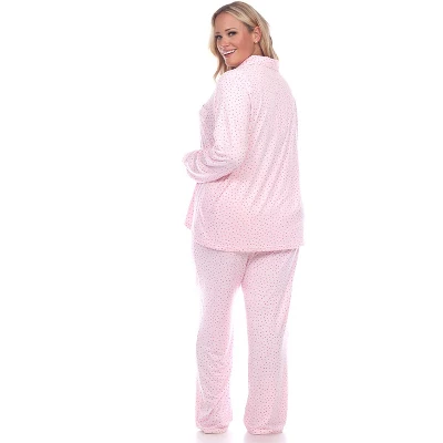 Women's Plus Size Long Sleeve Pajama Set - White Mark 2 Women's Plus Size Long Sleeve Pajama Set - White Mark - Image 2
