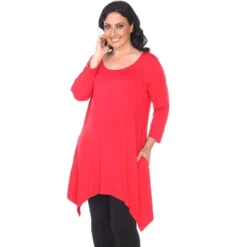 Women's Plus Size 3/4 Sleeve Makayla Tunic Top With Pockets - White Mark -ChicMama Sales Store GUEST 02c05f23 4c4e 4f30 a6a1 ee281cae26ad