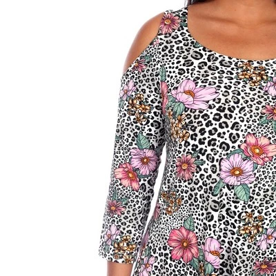 Plus Size 'Antonia' Cold Shoulder Tunic - White Mark 3 Plus Size 'Antonia' Cold Shoulder Tunic - White Mark - Image 3