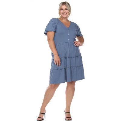 Plus Size Short Sleeve V-neck Tiered Midi Dress 8 Plus Size Short Sleeve V-neck Tiered Midi Dress - Image 8