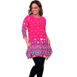 Women's Plus Size 3/4 Sleeve Printed Lucy Tunic Top - White Mark -ChicMama Sales Store GUEST 0a0ff73f e927 486b a50e e933d95ae28f