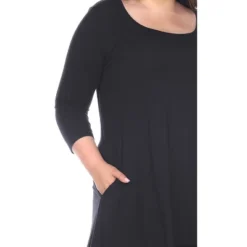 Women's Plus Size 3/4 Sleeve Makayla Tunic Top With Pockets - White Mark