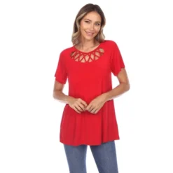 Women's Crisscross Neck Short Sleeve Top - White Mark -ChicMama Sales Store GUEST 0fe78099 71ef 433b af14 fe6c34e82c24