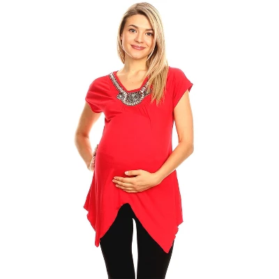 Maternity Myla Embellished Tunic Top - White Mark 9 Maternity Myla Embellished Tunic Top - White Mark - Image 9
