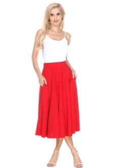 Women's Flared Midi Skirt With Pockets - White Mark -ChicMama Sales Store GUEST 116aca18 8a31 431e 8592 a54121196336