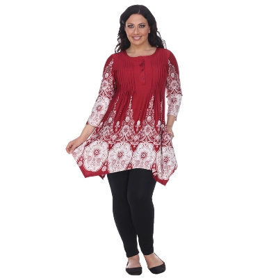 Women's Plus Size 3/4 Sleeve Printed Dulce Tunic Top - White Mark 6 Women's Plus Size 3/4 Sleeve Printed Dulce Tunic Top - White Mark - Image 6