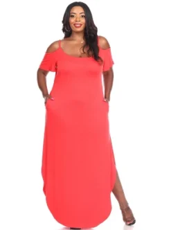 Women's Plus Size Cold Shoulder Lexi Maxi Dress With Pockets - White Mark -ChicMama Sales Store GUEST 136910b1 5056 4a9b bced f04bbbbac0be