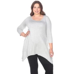 Women's Plus Size 3/4 Sleeve Makayla Tunic Top With Pockets - White Mark -ChicMama Sales Store GUEST 18ac22cd fc07 4f7b b3cc 038565462c98