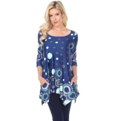 Women's 3/4 Sleeve Printed Erie Tunic Top With Pockets - White Mark 16 Women's 3/4 Sleeve Printed Erie Tunic Top With Pockets - White Mark -ChicMama Sales Store GUEST 1a77c0c7 cc55 4a54 8172 c575ae5fe5bb