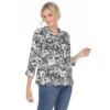 Women's Pleated Casual Floral Blouse - White Mark