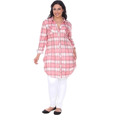 Women's Plus Size Piper Stretchy Plaid Tunic With Pockets - White Mark 8 Women's Plus Size Piper Stretchy Plaid Tunic With Pockets - White Mark - Image 8