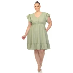 Plus Size Ruffle Sleeve Knee-Length Dress -ChicMama Sales Store GUEST 1dbb7322 ab2f 432c aed4 ece29b9e02e7