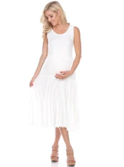 Maternity Scoop Neck Tiered Midi Dress - White Mark -ChicMama Sales Store GUEST 1e1ac564 c62e 4d53 819d 4446d33e5124
