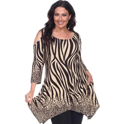 Women's Plus Size Antonia Cold Shoulder Tunic With Pockets - White Mark 3 Women's Plus Size Antonia Cold Shoulder Tunic With Pockets - White Mark - Image 3