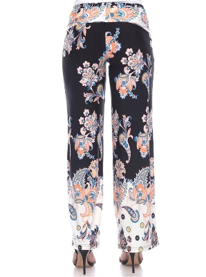 Women's Floral Paisley Printed Palazzo Pants - White Mark 2 Women's Floral Paisley Printed Palazzo Pants - White Mark - Image 2