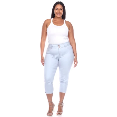 Women's Plus Size Capri Jeans - White Mark 8 Women's Plus Size Capri Jeans - White Mark - Image 8