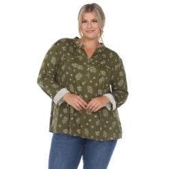 Plus Size Pleated Long Sleeve Leaf Print Blouse -ChicMama Sales Store GUEST 22acefa3 8be8 494a 9a28 6eee399c7ac1