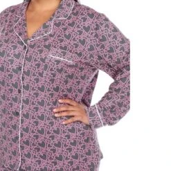 Plus Size Long Sleeve Heart Print Pajama Set - White Mark -ChicMama Sales Store GUEST 22edcd15 7786 4336 a89b 55213f312eb4