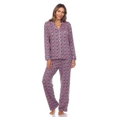 Women's Long Sleeve Heart Print Pajama Set - White Mark 5 Women's Long Sleeve Heart Print Pajama Set - White Mark - Image 5