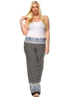 Women's Plus Size Border Printed Palazzo Pants - White Mark 8 Women's Plus Size Border Printed Palazzo Pants - White Mark -ChicMama Sales Store GUEST 27059755 e15e 4382 b418 3442c17ad578