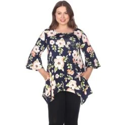 Women's Plus Size Floral Printed Blanche Tunic Top With Pockets - White Mark -ChicMama Sales Store GUEST 274f3905 a11f 40db 9095 a4dbeb7786f2