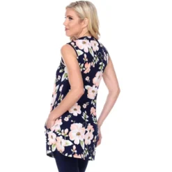 Women's Floral Printed Sleeveless Rosaleen Tunic - White Mark