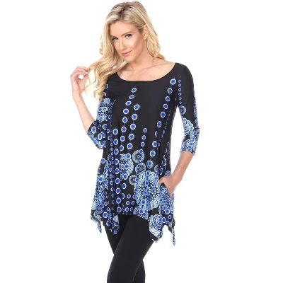 Women's 3/4 Sleeve Printed Rella Tunic Top With Pockets - White Mark 5 Women's 3/4 Sleeve Printed Rella Tunic Top With Pockets - White Mark - Image 5
