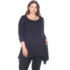 Women's Plus Size 3/4 Sleeve Makayla Tunic Top With Pockets - White Mark -ChicMama Sales Store GUEST 2c81ed5a 793d 45c5 91ee 0f69fc9b5422