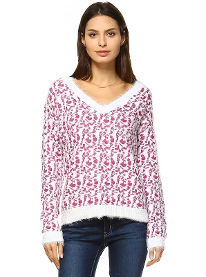 Women's Leopard Printed Sweater - White Mark 7 Women's Leopard Printed Sweater - White Mark - Image 7
