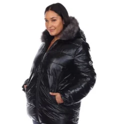 Plus Size Metallic Puffer Coat With Hoodie - White Mark 15 Plus Size Metallic Puffer Coat With Hoodie - White Mark -ChicMama Sales Store GUEST 30977175 eee7 4d4a 9834 d4fb78c3c1ec