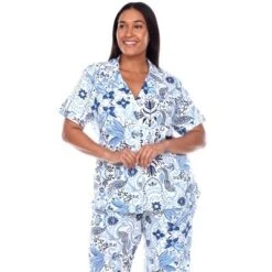 Women's Plus Size Short Sleeve Top And Pants Pajama Set - White Mark -ChicMama Sales Store GUEST 31113f95 59b9 4009 aa50 838b4ab759d0