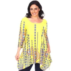Women's Plus Size 3/4 Sleeve Printed Rella Tunic Top With Pockets - White Mark 15 Women's Plus Size 3/4 Sleeve Printed Rella Tunic Top With Pockets - White Mark -ChicMama Sales Store GUEST 317d9e8d 41b0 4552 9e8d 38b150ace621