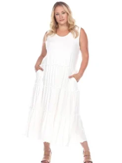 Women's Plus Size Scoop Neck Tiered Midi Dress - White Mark -ChicMama Sales Store GUEST 32cc0583 4e09 4284 9926 2f720736dc40