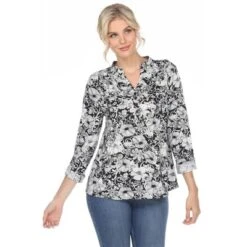 Women's Pleated Casual Floral Blouse - White Mark 13 Women's Pleated Casual Floral Blouse - White Mark -ChicMama Sales Store GUEST 32ea5c0d 5fdf 4200 8460 e34e5dc465a4