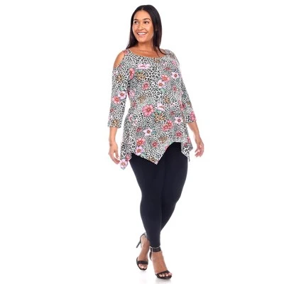 Plus Size 'Antonia' Cold Shoulder Tunic - White Mark 5 Plus Size 'Antonia' Cold Shoulder Tunic - White Mark - Image 5