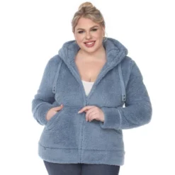 Plus Size Hooded High Pile Fleece Jacket - White Mark -ChicMama Sales Store GUEST 35b09da8 acdf 469f 9d49 8aa99a2ea3ea