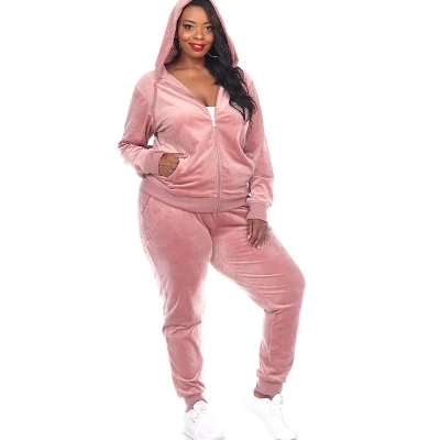 Women's Plus Size 2 Piece Velour Tracksuit Set - White Mark 8 Women's Plus Size 2 Piece Velour Tracksuit Set - White Mark - Image 8