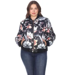 Women's Plus Size Floral Bomber Jacket - White Mark -ChicMama Sales Store GUEST 398ae648 ef04 4a85 a4e2 10a857d3edaf