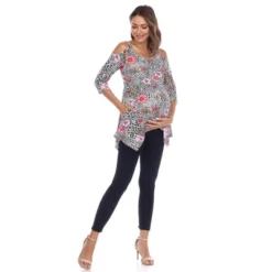 Maternity Plus Size Printed Cold Shoulder Tunic - White Mark -ChicMama Sales Store GUEST 3c5fe884 4a9a 4b99 a7bf 8ee18979f88e