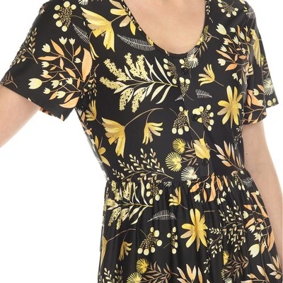 Women's Floral Short Sleeve Knee Length Dress 3 Women's Floral Short Sleeve Knee Length Dress - Image 3