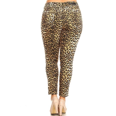 Women's Plus Size Printed Cheetah Pants - White Mark 2 Women's Plus Size Printed Cheetah Pants - White Mark - Image 2