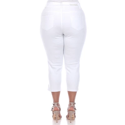 Women's Plus Size Capri Jeans - White Mark 3 Women's Plus Size Capri Jeans - White Mark - Image 3