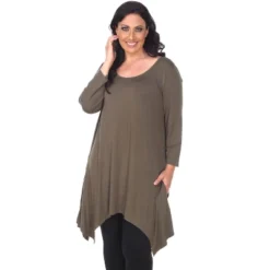 Women's Plus Size 3/4 Sleeve Makayla Tunic Top With Pockets - White Mark -ChicMama Sales Store GUEST 4086b063 e815 4d48 a6bf 6f354f519c51