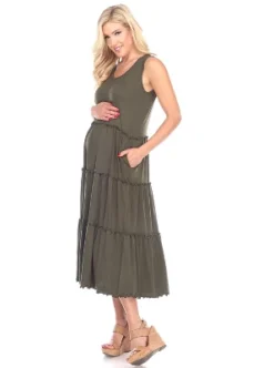 Maternity Scoop Neck Tiered Midi Dress - White Mark -ChicMama Sales Store GUEST 41850917 4edf 457f 832e e5588185611f