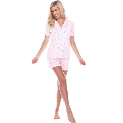 Women's Short Sleeve Pajama Set - White Mark 3 Women's Short Sleeve Pajama Set - White Mark - Image 3