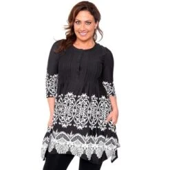 Women's Plus Size 3/4 Sleeve Printed Lucy Tunic Top - White Mark -ChicMama Sales Store GUEST 4355a4d4 4a38 4d14 b331 08b0b961d169