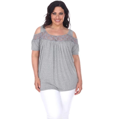 Women's Plus Size Cut Out Shoulder Bexley Tunic Top - White Mark 9 Women's Plus Size Cut Out Shoulder Bexley Tunic Top - White Mark - Image 9