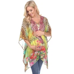 Maternity Animal Print Caftan With Tie-up Neckline - One Size Fits Most - White Mark -ChicMama Sales Store GUEST 464b011b 52c1 4a3a 9cb6 0ef5f45e0c48