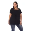 Plus Size Crisscross Neck Short Sleeve Top - White Mark