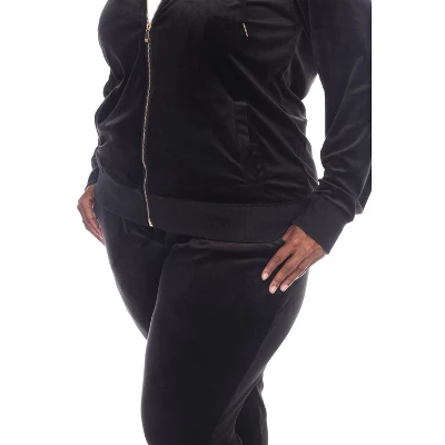 Women's Plus Size 2 Piece Velour Tracksuit Set - White Mark 2 Women's Plus Size 2 Piece Velour Tracksuit Set - White Mark - Image 2
